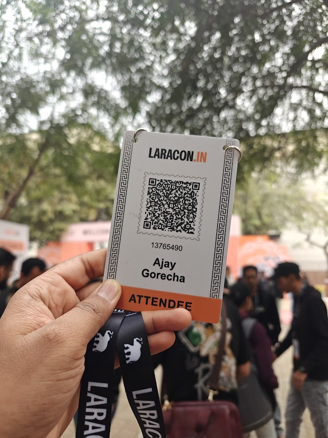 Ajay Gorecha at Laracon India 2026 with Taylor Otwell and Nuno Maduro